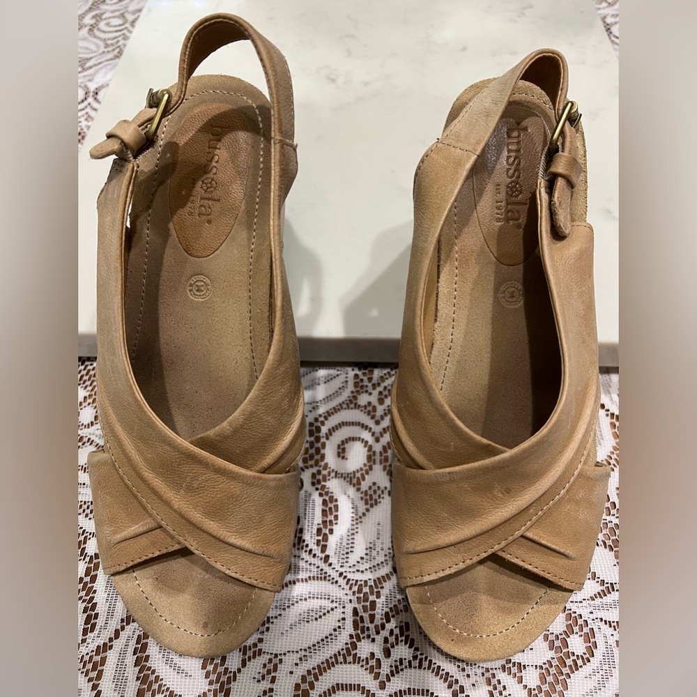 Bussola sling back wedge sandal.  Barely worn. Comfortable. Buttery leather.